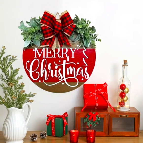 Merry Christmas Sign/Wreath - Picture 3 of 3